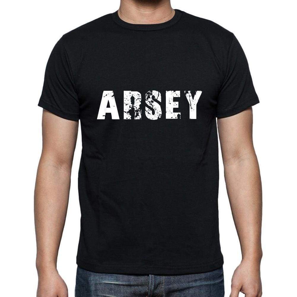 Arsey Mens Short Sleeve Round Neck T-Shirt 5 Letters Black Word 00006 - Casual