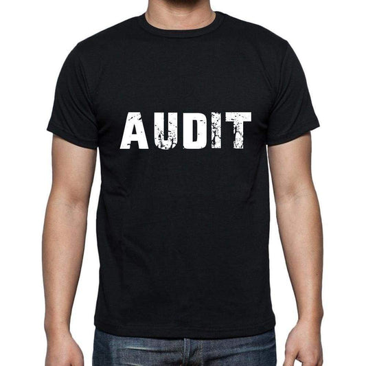 Audit Mens Short Sleeve Round Neck T-Shirt 5 Letters Black Word 00006 - Casual