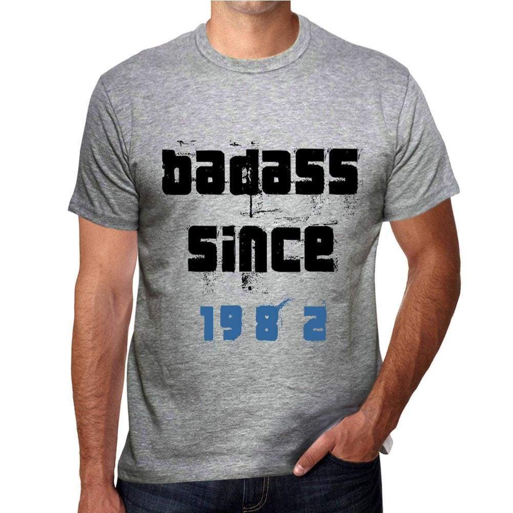 Badass Since 1982 Men's T-shirt Grey Birthday Gift 00430 - Ultrabasic