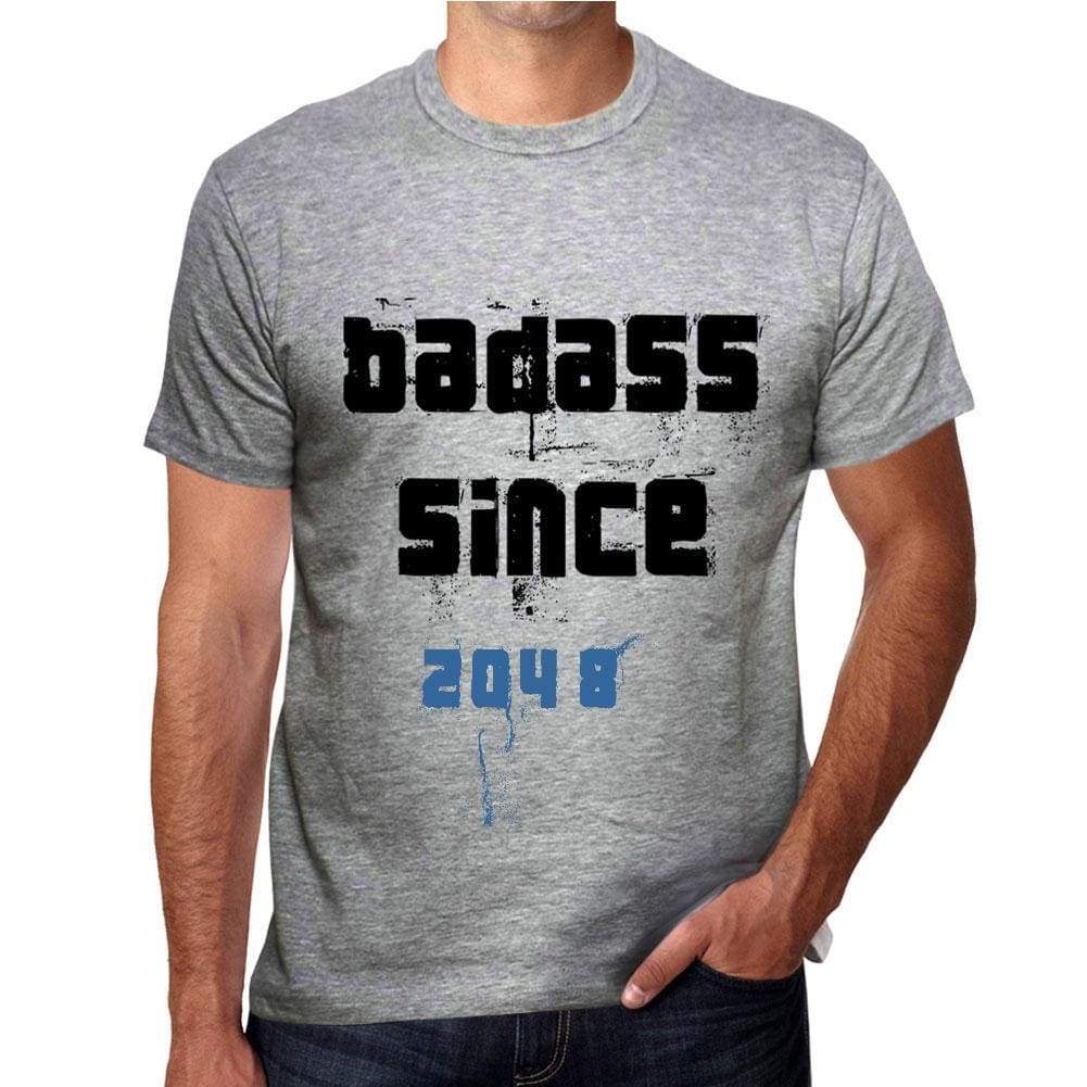 Badass Since 2048 Mens T-Shirt Grey Birthday Gift 00430 - Grey / S - Casual