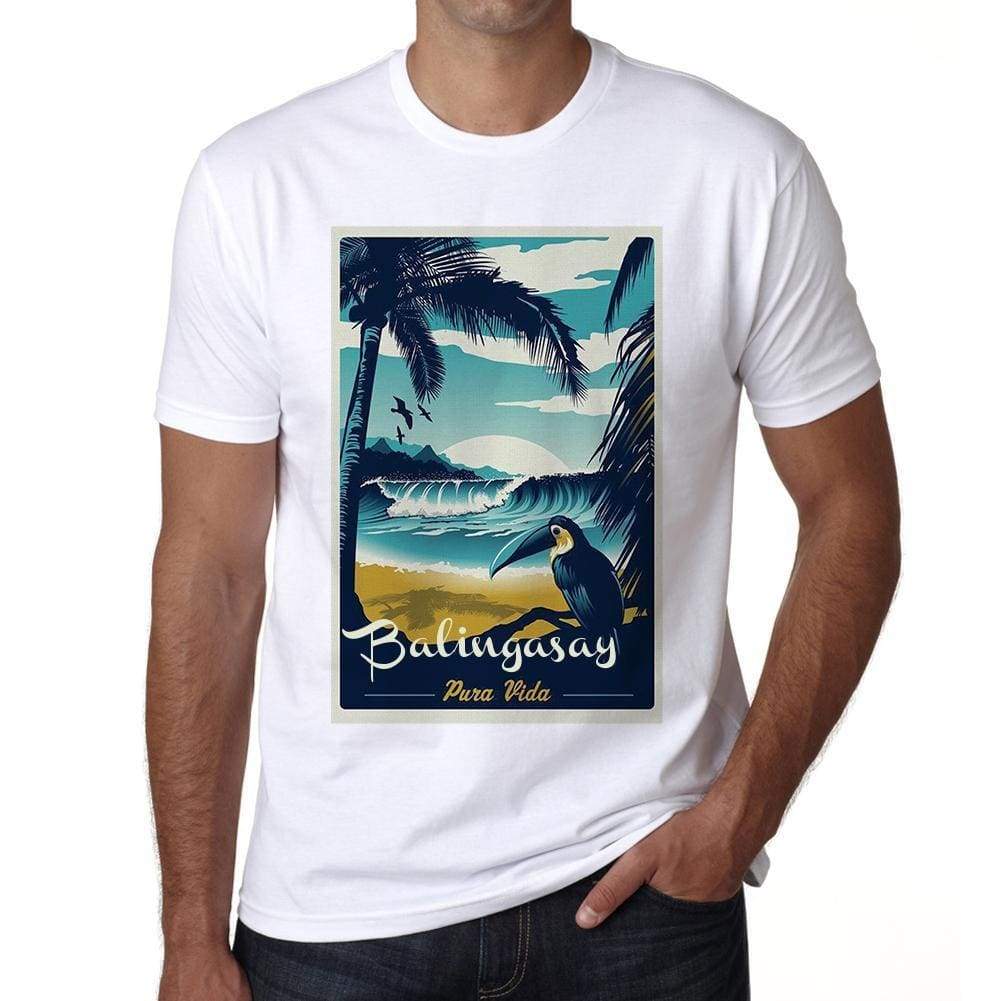 Balingasay Pura Vida Beach Name White Mens Short Sleeve Round Neck T-Shirt 00292 - White / S - Casual