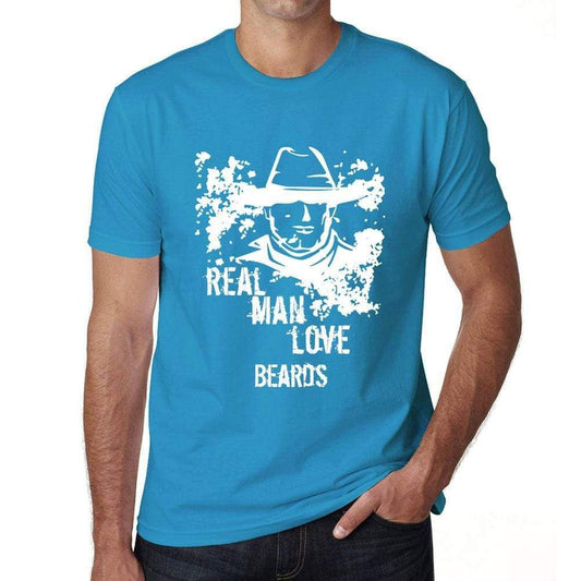 Beards Real Men Love Beards Mens T Shirt Blue Birthday Gift 00541 - Blue / Xs - Casual