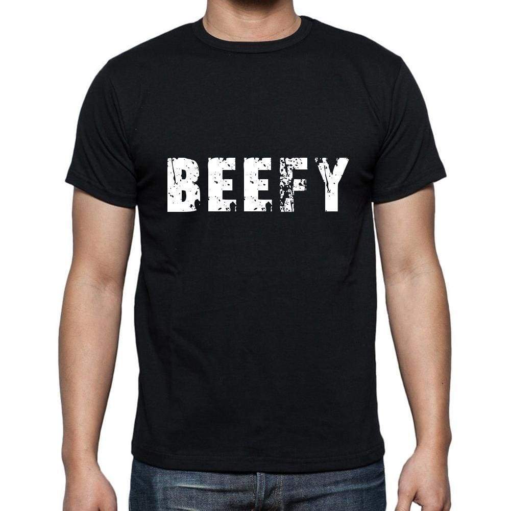 Beefy Mens Short Sleeve Round Neck T-Shirt 5 Letters Black Word 00006 - Casual