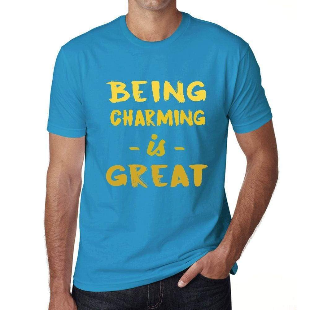 Being Charming Is Great Mens T-Shirt Blue Birthday Gift 00377 - Blue / Xs - Casual