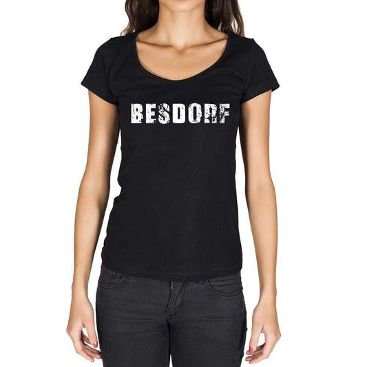 Besdorf German Cities Black Womens Short Sleeve Round Neck T-Shirt 00002 - Casual