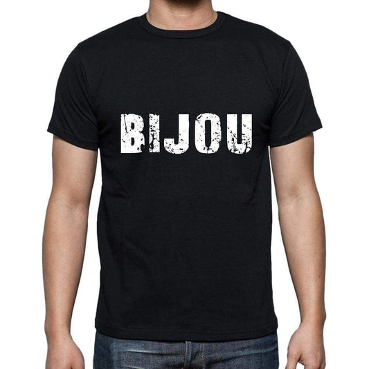 Bijou Mens Short Sleeve Round Neck T-Shirt 5 Letters Black Word 00006 - Casual