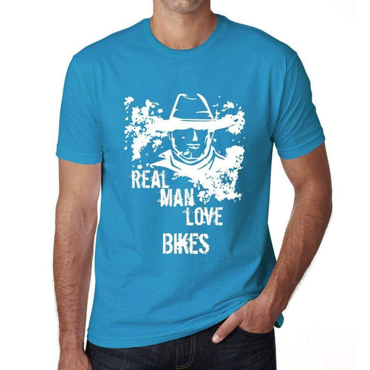 Bikes Real Men Love Bikes Mens T Shirt Blue Birthday Gift 00541 - Blue / Xs - Casual