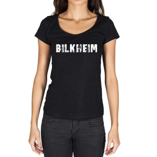 Bilkheim German Cities Black Womens Short Sleeve Round Neck T-Shirt 00002 - Casual