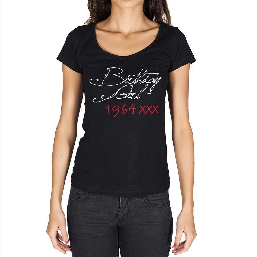 Birthday Girl 1964 Black Womens Short Sleeve Round Neck T-Shirt 00099 - Black / Xs - Casual