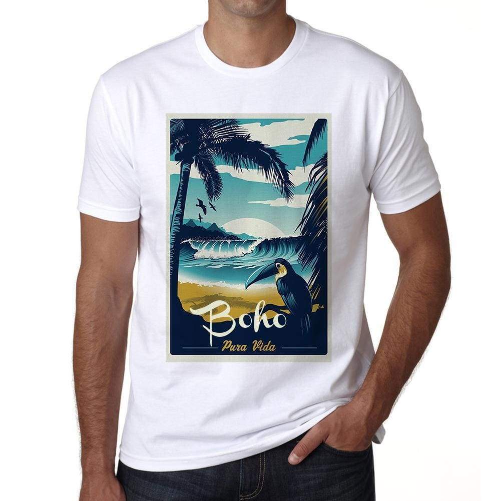 Boho Pura Vida Beach Name White Mens Short Sleeve Round Neck T-Shirt 00292 - White / S - Casual