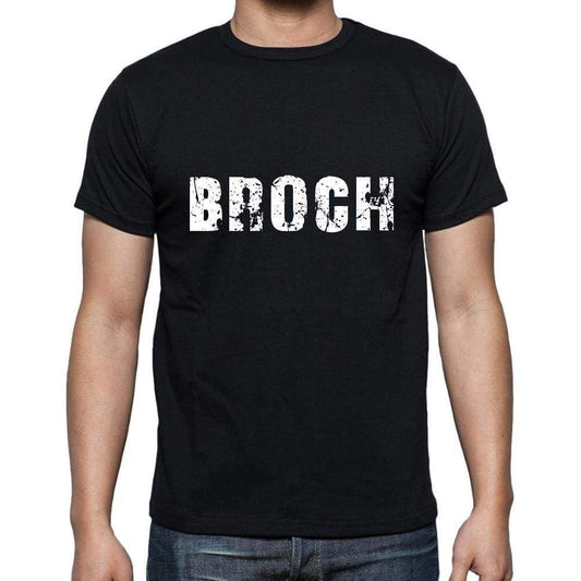 Broch Mens Short Sleeve Round Neck T-Shirt 5 Letters Black Word 00006 - Casual
