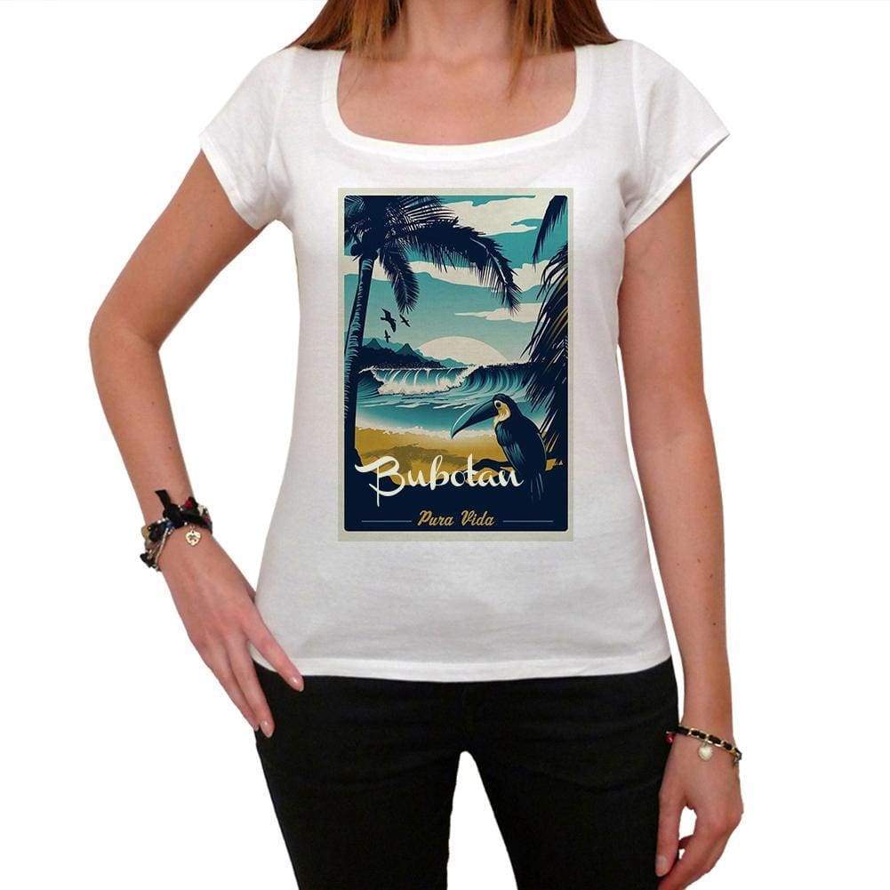 Bubotan Pura Vida Beach Name White Womens Short Sleeve Round Neck T-Shirt 00297 - White / Xs - Casual