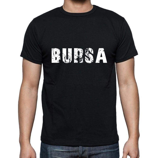 Bursa Mens Short Sleeve Round Neck T-Shirt 5 Letters Black Word 00006 - Casual