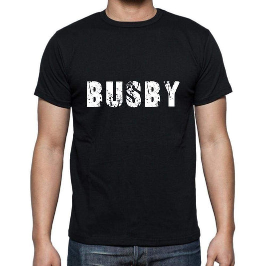 Busby Mens Short Sleeve Round Neck T-Shirt 5 Letters Black Word 00006 - Casual