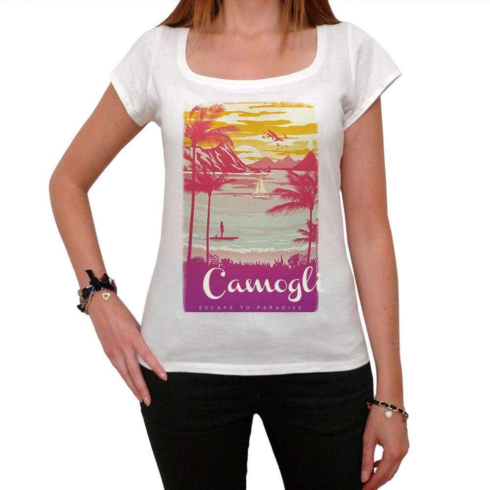Camogli Escape To Paradise Womens Short Sleeve Round Neck T-Shirt 00280 - White / Xs - Casual