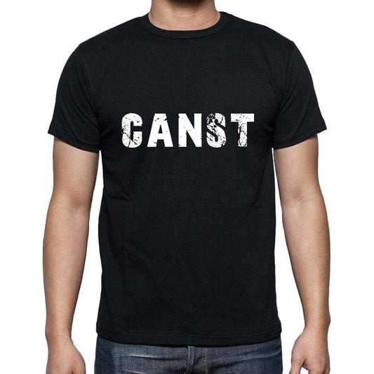 Canst Mens Short Sleeve Round Neck T-Shirt 5 Letters Black Word 00006 - Casual