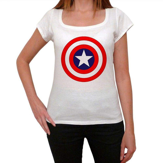 Captan America Logo Shield Womens Short Sleeve Round Neck T-Shirt 00111