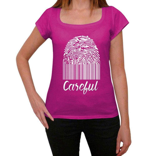 Careful Fingerprint Pink Womens Short Sleeve Round Neck T-Shirt Gift T-Shirt 00307 - Pink / Xs - Casual