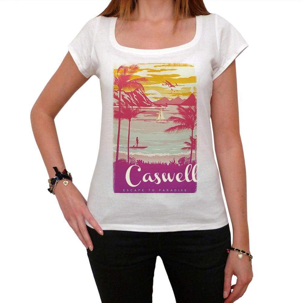 Caswell Escape To Paradise Womens Short Sleeve Round Neck T-Shirt 00280 - White / Xs - Casual