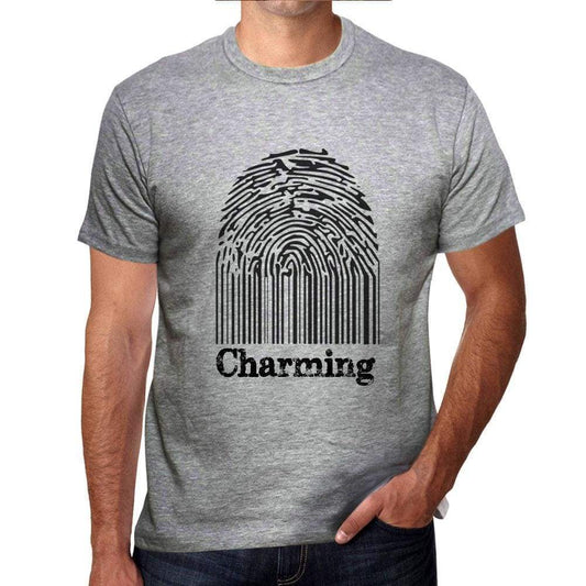 Charming Fingerprint Grey Mens Short Sleeve Round Neck T-Shirt Gift T-Shirt 00309 - Grey / S - Casual