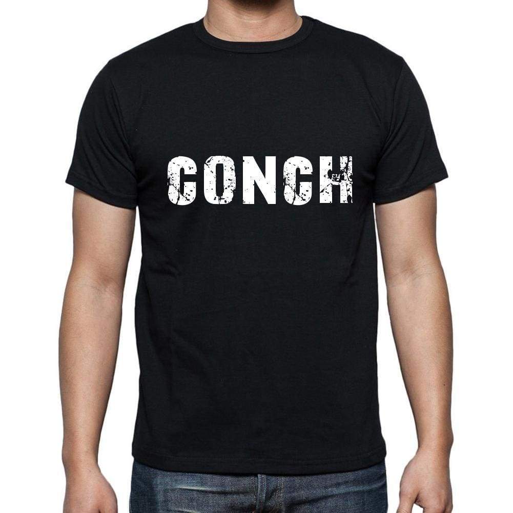 Conch Mens Short Sleeve Round Neck T-Shirt 5 Letters Black Word 00006 - Casual