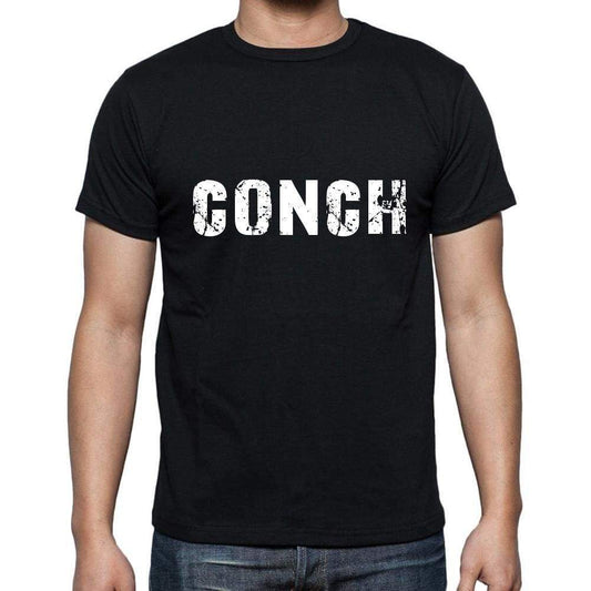 Conch Mens Short Sleeve Round Neck T-Shirt 5 Letters Black Word 00006 - Casual