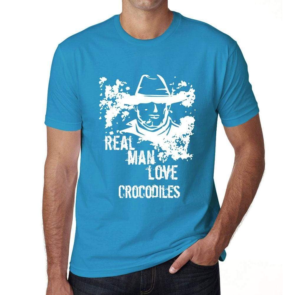 Crocodiles Real Men Love Crocodiles Mens T Shirt Blue Birthday Gift 00541 - Blue / Xs - Casual