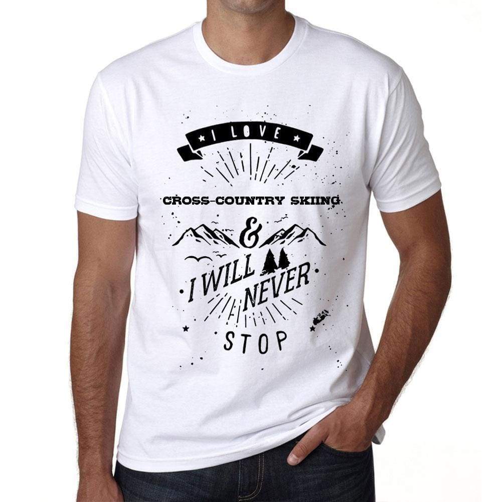 Cross-Country Skiing I Love Extreme Sport White Mens Short Sleeve Round Neck T-Shirt 00290 - White / S - Casual