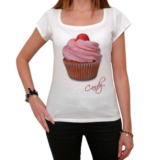 Cupcake Fraise Bonbon Sweet Strawberry Candy Womens Short Sleeve Scoop Neck Tee 00152