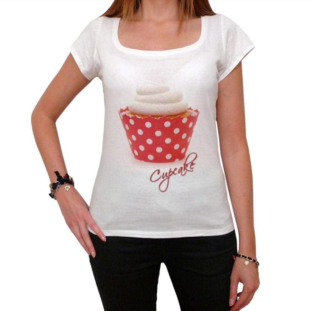 Cupcake Ruby Red Polka Dots Womens Short Sleeve Scoop Neck Tee 00152