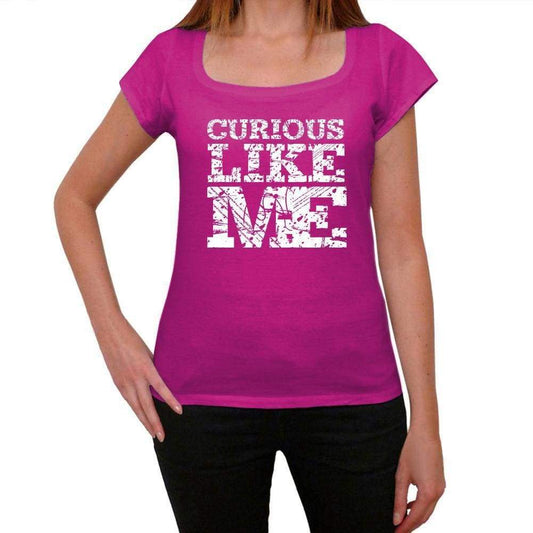 Curious Like Me Pink Womens Short Sleeve Round Neck T-Shirt 00053 - Pink / Xs - Casual