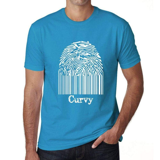 Curvy Fingerprint Blue Mens Short Sleeve Round Neck T-Shirt Gift T-Shirt 00311 - Blue / S - Casual