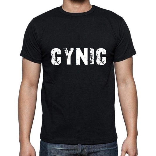 Cynic Mens Short Sleeve Round Neck T-Shirt 5 Letters Black Word 00006 - Casual