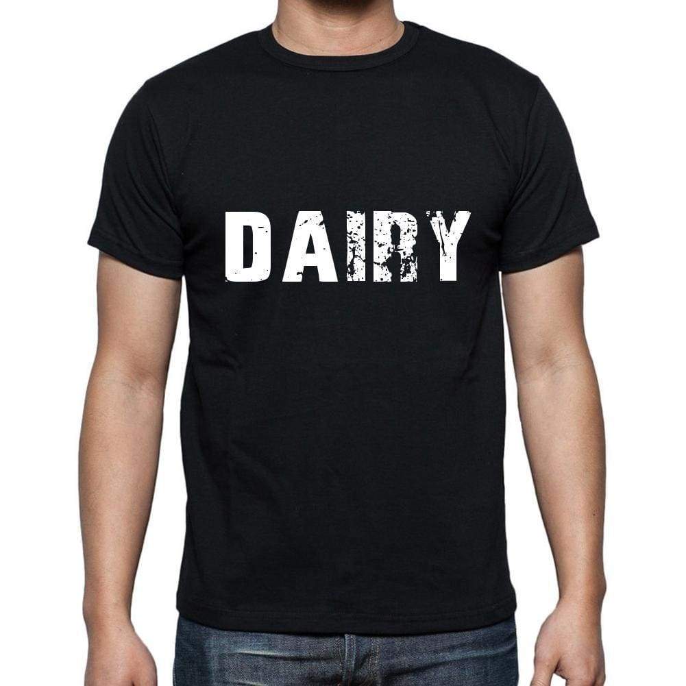 Dairy Mens Short Sleeve Round Neck T-Shirt 5 Letters Black Word 00006 - Casual