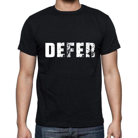 Defer Mens Short Sleeve Round Neck T-Shirt 5 Letters Black Word 00006 - Casual