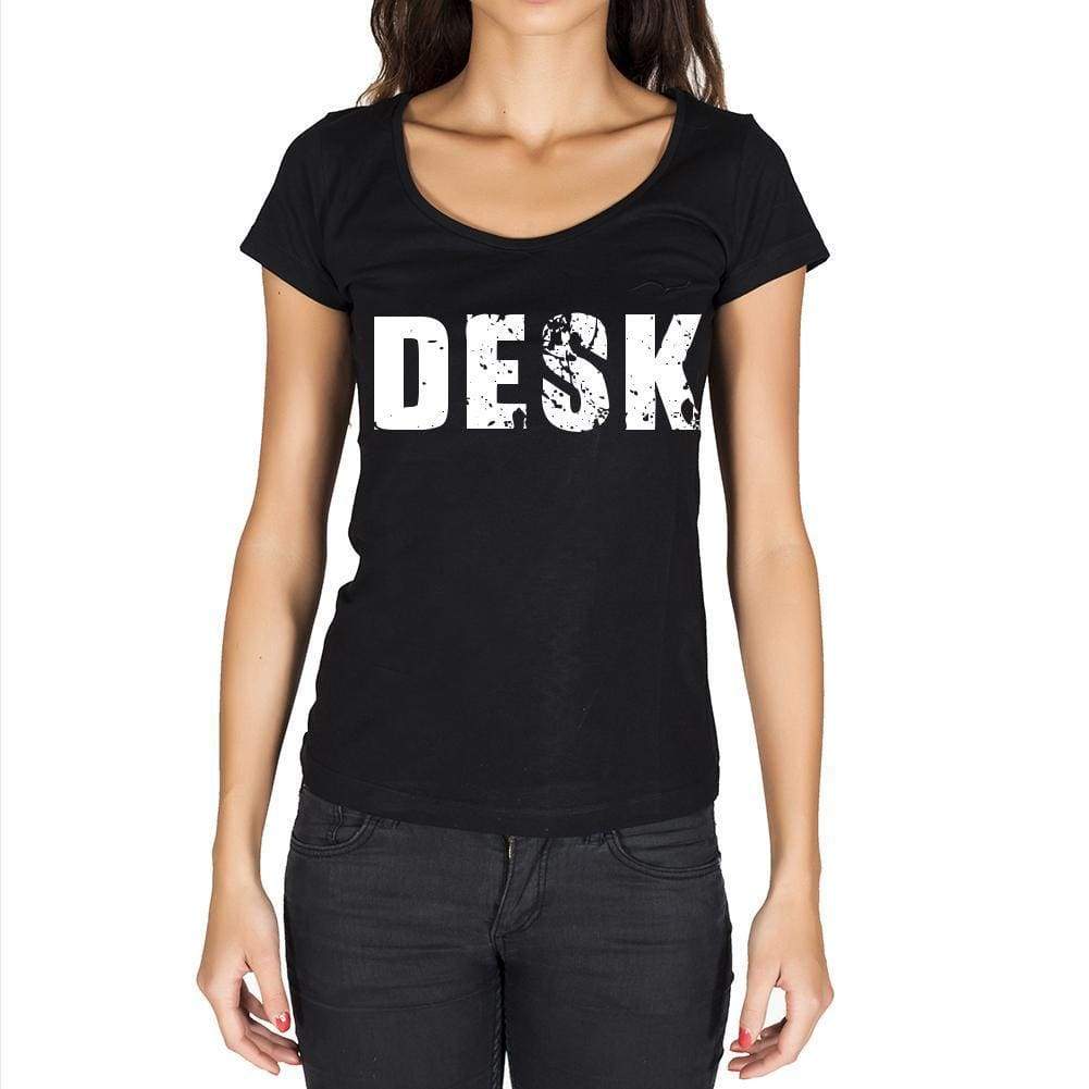 Desk Womens Short Sleeve Round Neck T-Shirt - Casual