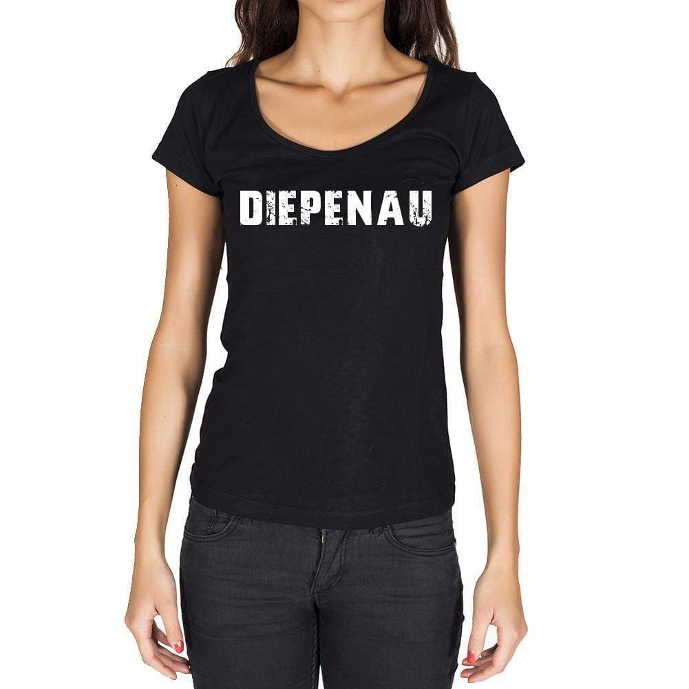 Diepenau German Cities Black Womens Short Sleeve Round Neck T-Shirt 00002 - Casual