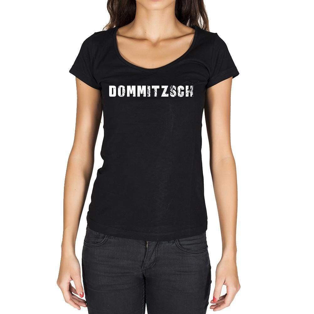Dommitzsch German Cities Black Womens Short Sleeve Round Neck T-Shirt 00002 - Casual