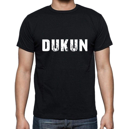 Dukun Mens Short Sleeve Round Neck T-Shirt 5 Letters Black Word 00006 - Casual