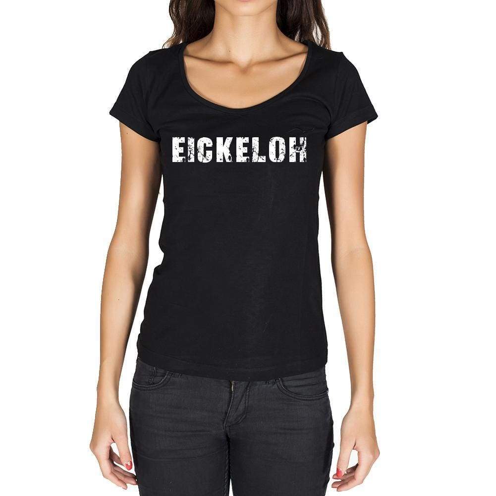 Eickeloh German Cities Black Womens Short Sleeve Round Neck T-Shirt 00002 - Casual