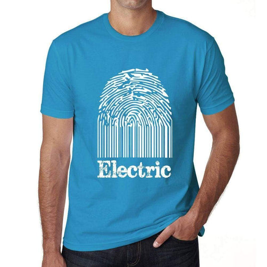 Electric Fingerprint Blue Mens Short Sleeve Round Neck T-Shirt Gift T-Shirt 00311 - Blue / S - Casual