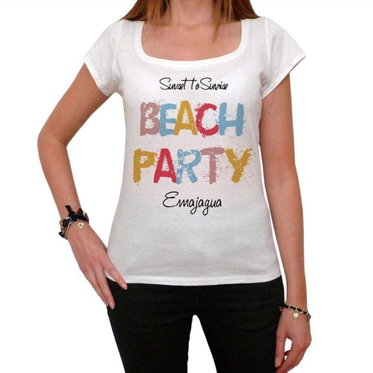 Emajagua, Beach Party, White, <span>Women's</span> <span><span>Short Sleeve</span></span> <span>Round Neck</span> T-shirt 00276 - ULTRABASIC