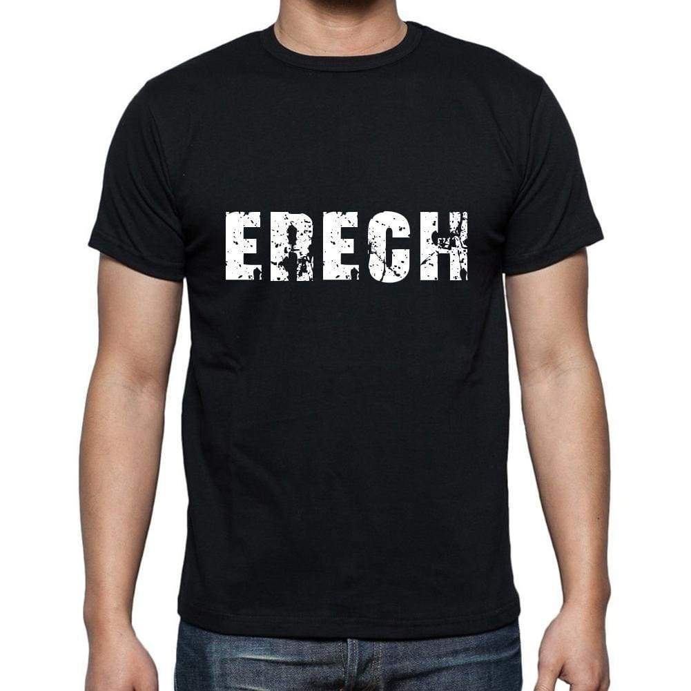 Erech Mens Short Sleeve Round Neck T-Shirt 5 Letters Black Word 00006 - Casual