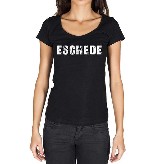 Eschede German Cities Black Womens Short Sleeve Round Neck T-Shirt 00002 - Casual