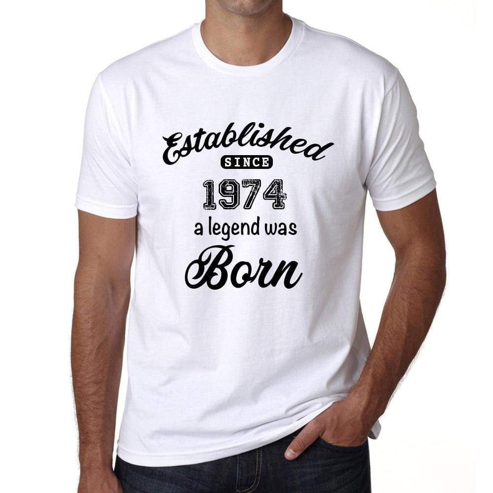 Established Since 1974 Mens Short Sleeve Round Neck T-Shirt 00095 - White / S - Casual