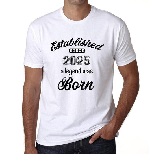 Established Since 2025 Mens Short Sleeve Round Neck T-Shirt 00095 - White / S - Casual