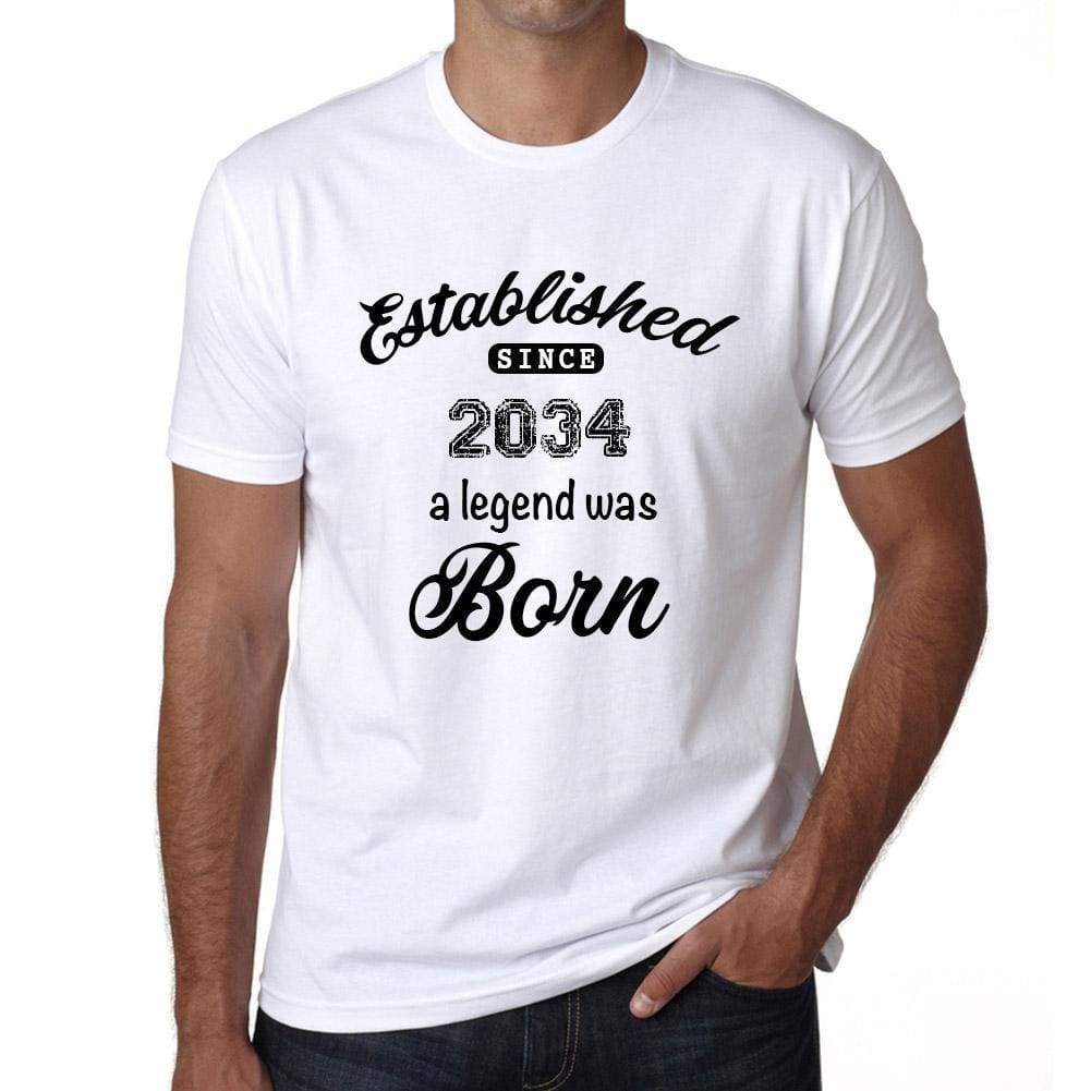 Established Since 2034 Mens Short Sleeve Round Neck T-Shirt 00095 - White / S - Casual