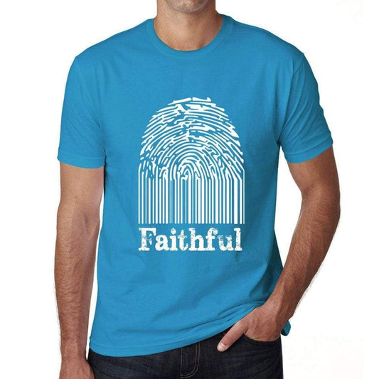 Faithful Fingerprint Blue Mens Short Sleeve Round Neck T-Shirt Gift T-Shirt 00311 - Blue / S - Casual