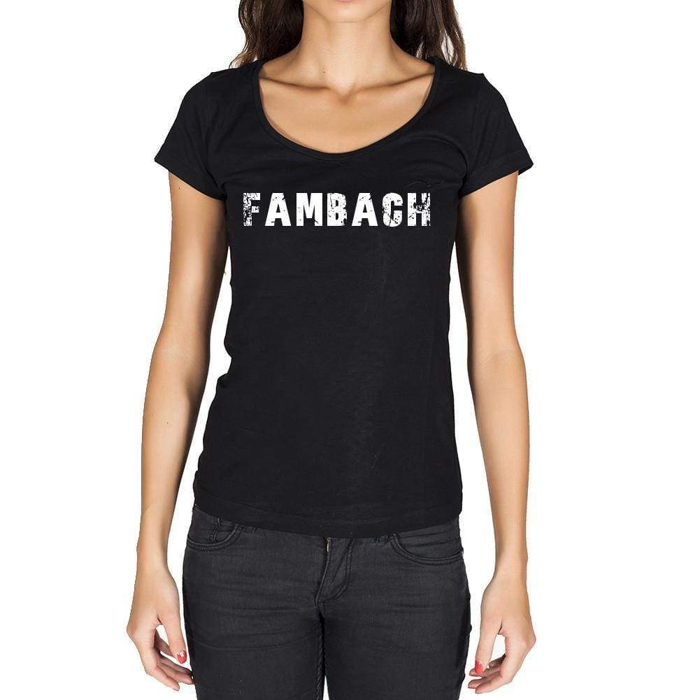 Fambach German Cities Black Womens Short Sleeve Round Neck T-Shirt 00002 - Casual