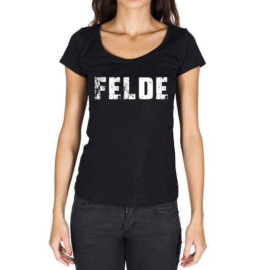 Felde German Cities Black Womens Short Sleeve Round Neck T-Shirt 00002 - Casual